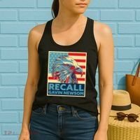 Recall Gavin Newsom 4th of July US American Flag Eagle Women's Tank Top thumb 2