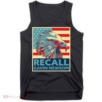 Recall Gavin Newsom 4th of July US American Flag Eagle Tank Top thumb 0