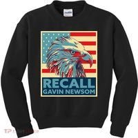 Recall Gavin Newsom 4th of July US American Flag Eagle Kids Sweatshirt thumb 0
