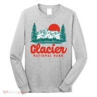 Retro Glacier National Park 80's Mountain Long Sleeve Shirt thumb 0