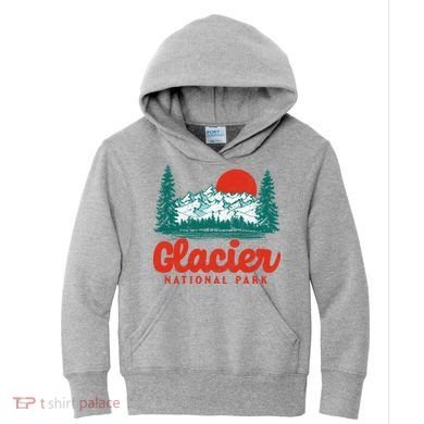 Retro Glacier National Park 80's Mountain Kids Hoodie