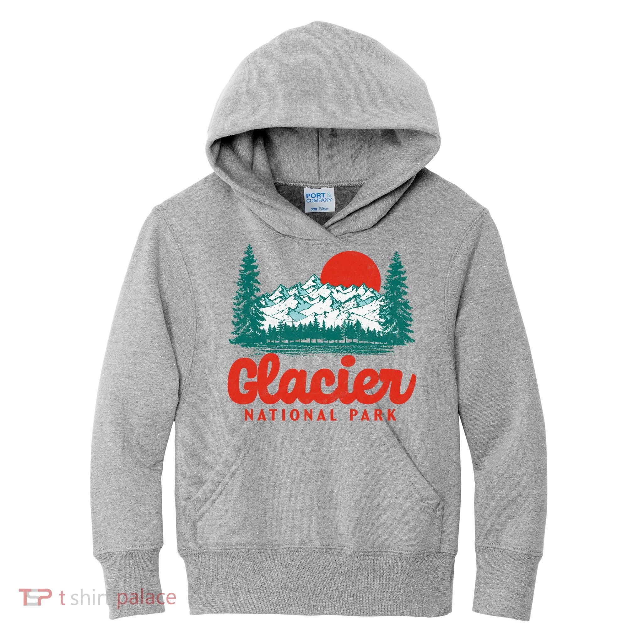 Retro Glacier National Park 80's Mountain Kids Hoodie