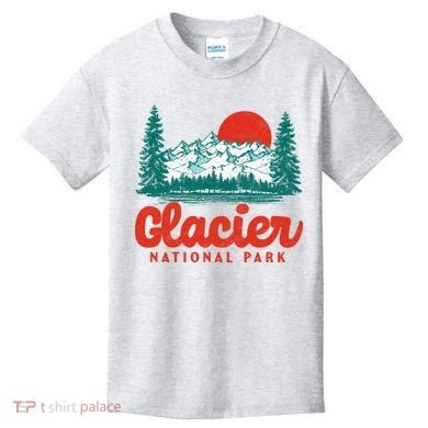 Retro Glacier National Park 80's Mountain Kids T-Shirt