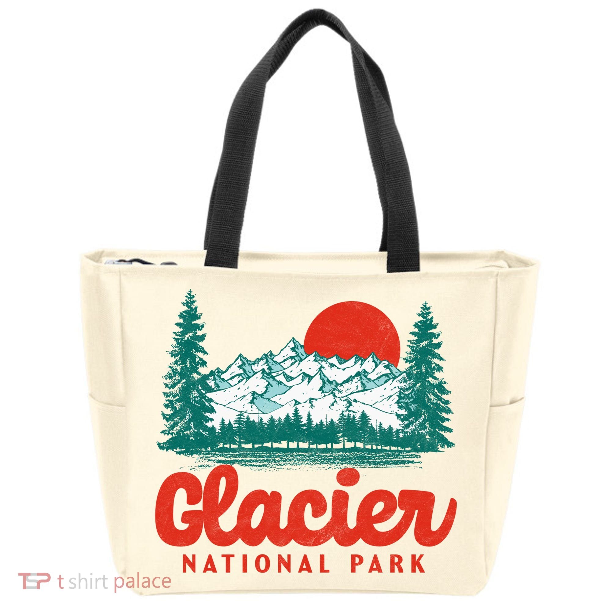 Retro Glacier National Park 80's Mountain Tote Bag