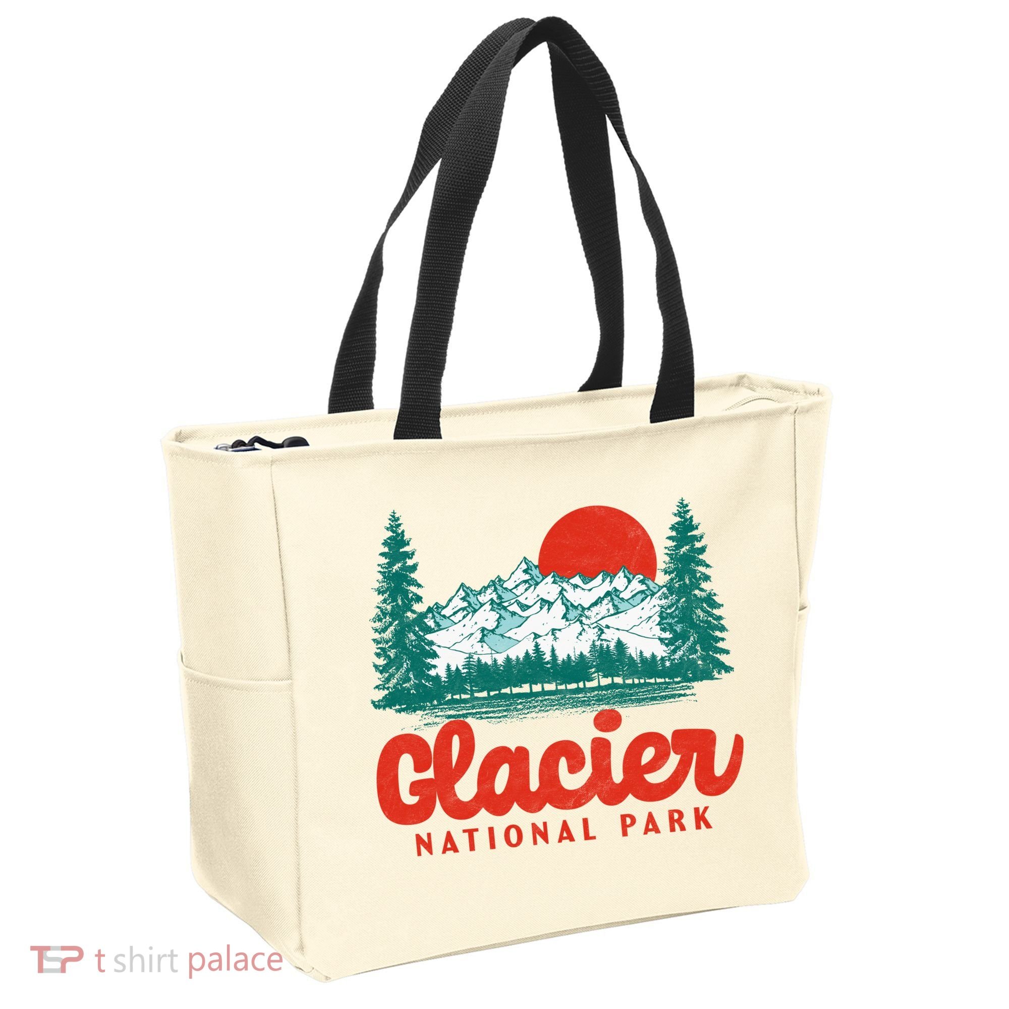 Retro Glacier National Park 80's Mountain Tote Bag