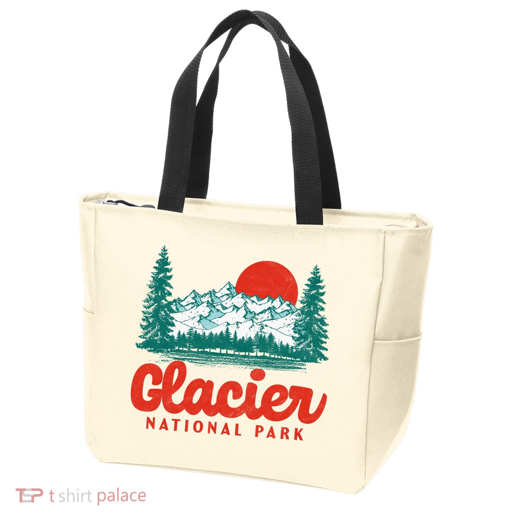 Retro Glacier National Park 80's Mountain Tote Bag