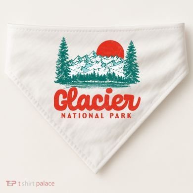 Retro Glacier National Park 80's Mountain USA-Made Doggie Bandana