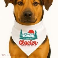 Retro Glacier National Park 80's Mountain USA-Made Doggie Bandana thumb 1