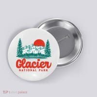 Retro Glacier National Park 80's Mountain Button thumb 0