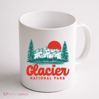 Retro Glacier National Park 80's Mountain Coffee Mug back