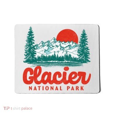 Retro Glacier National Park 80's Mountain Mousepad