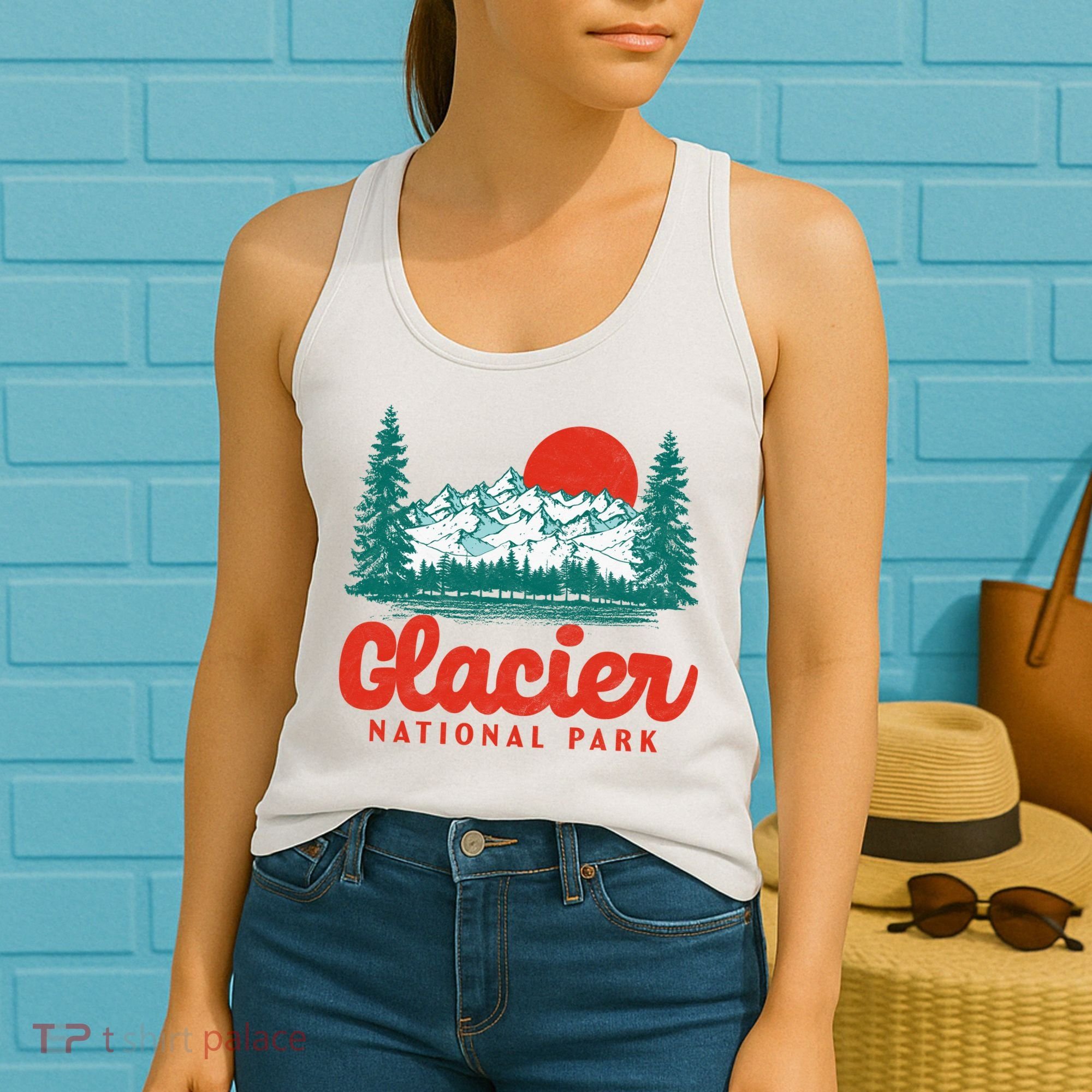Retro Glacier National Park 80's Mountain Women's Tank Top