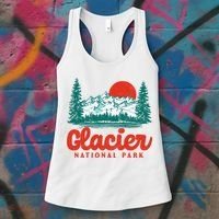 Retro Glacier National Park 80's Mountain Women's Tank Top thumb 3