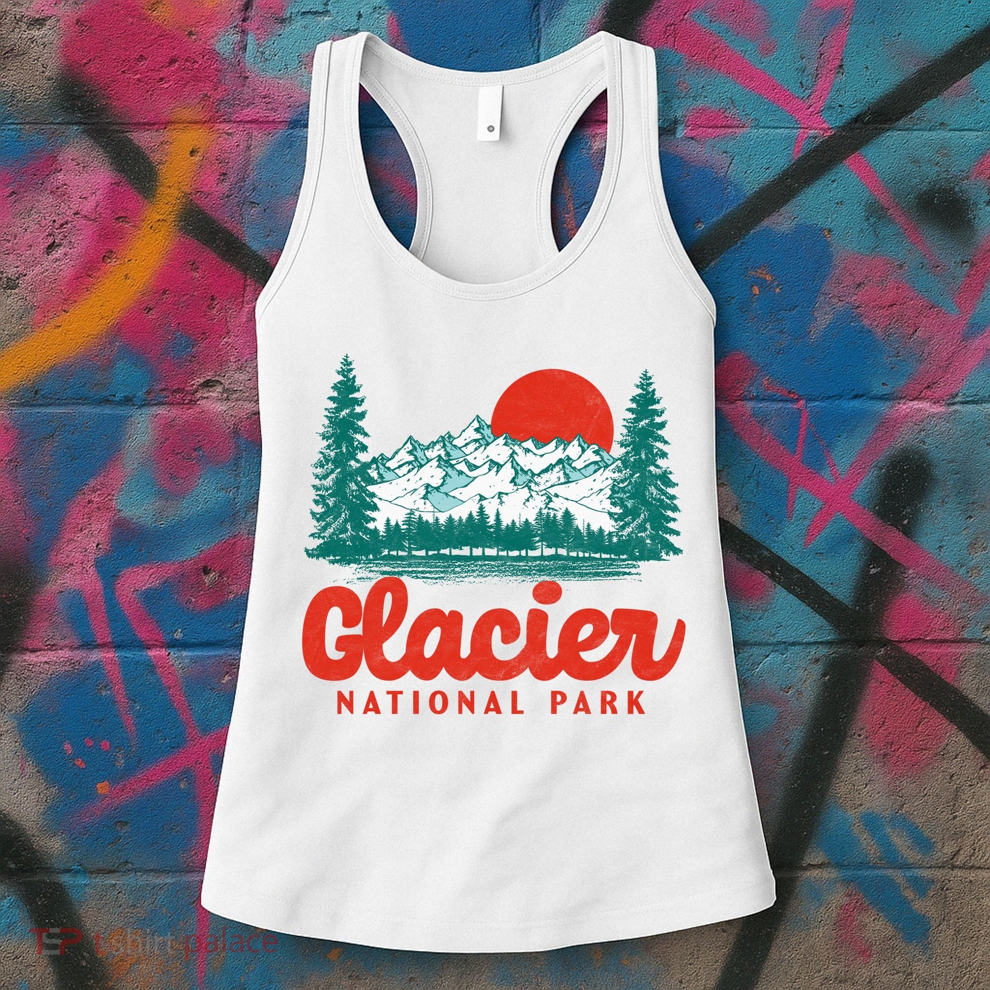 Retro Glacier National Park 80's Mountain Women's Tank Top