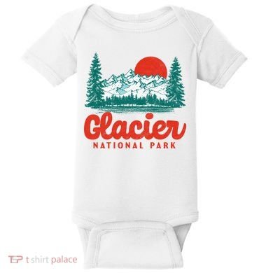 Retro Glacier National Park 80's Mountain Baby Bodysuit