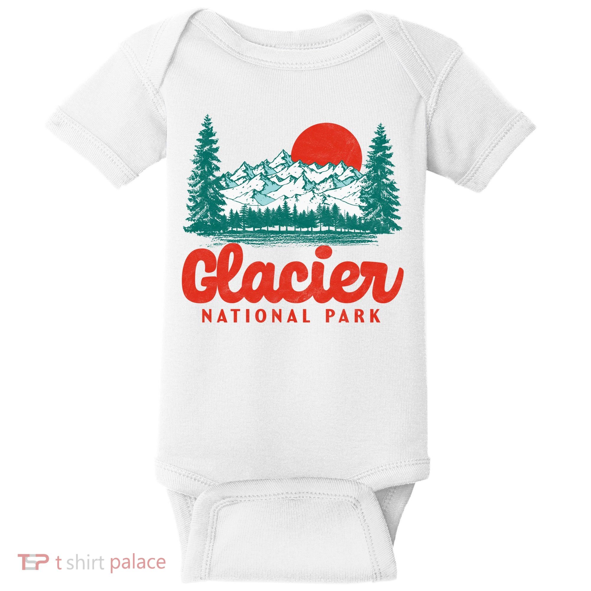 Retro Glacier National Park 80's Mountain Baby Bodysuit