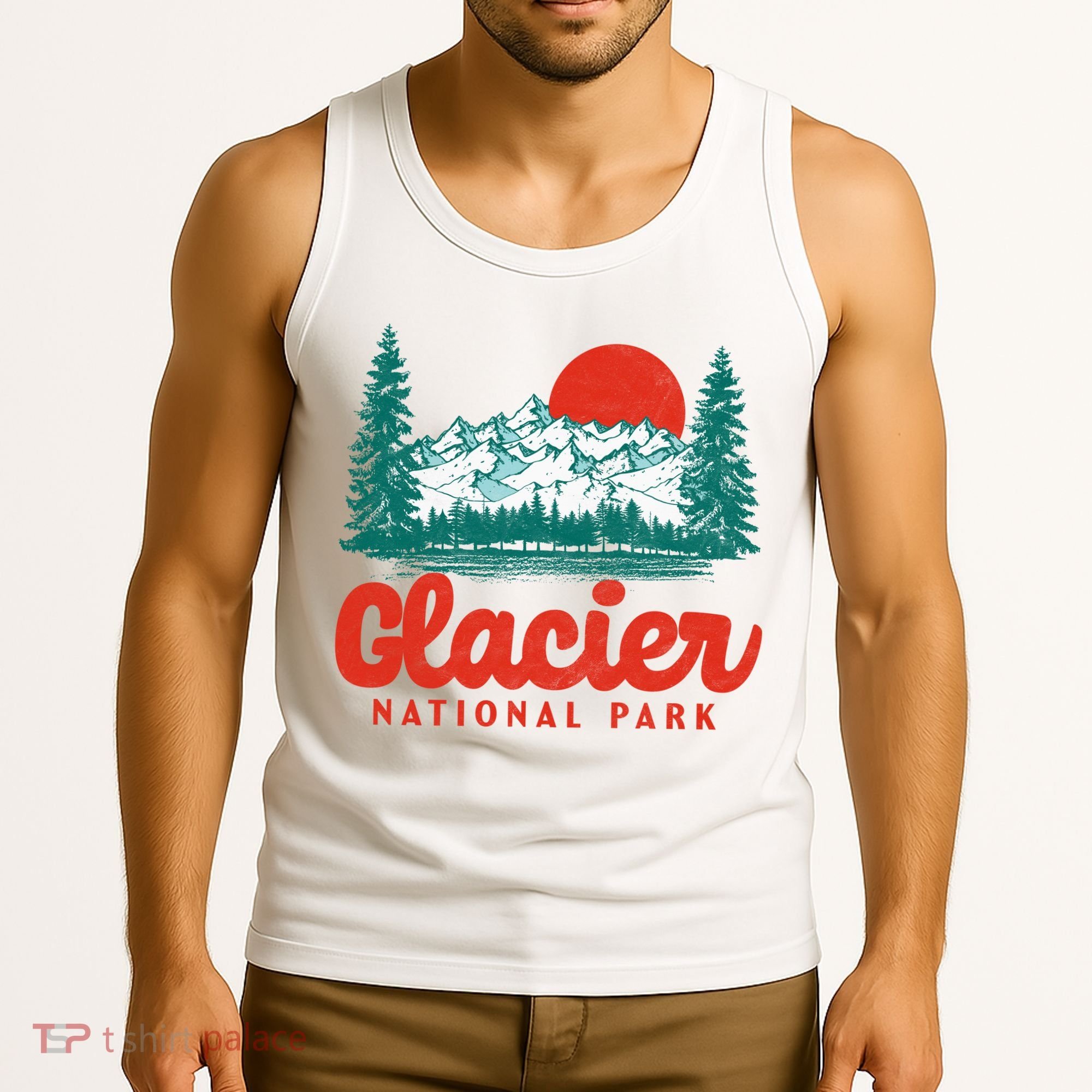 Retro Glacier National Park 80's Mountain Tank Top