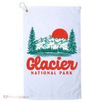 Retro Glacier National Park 80's Mountain Golf Towel thumb 0
