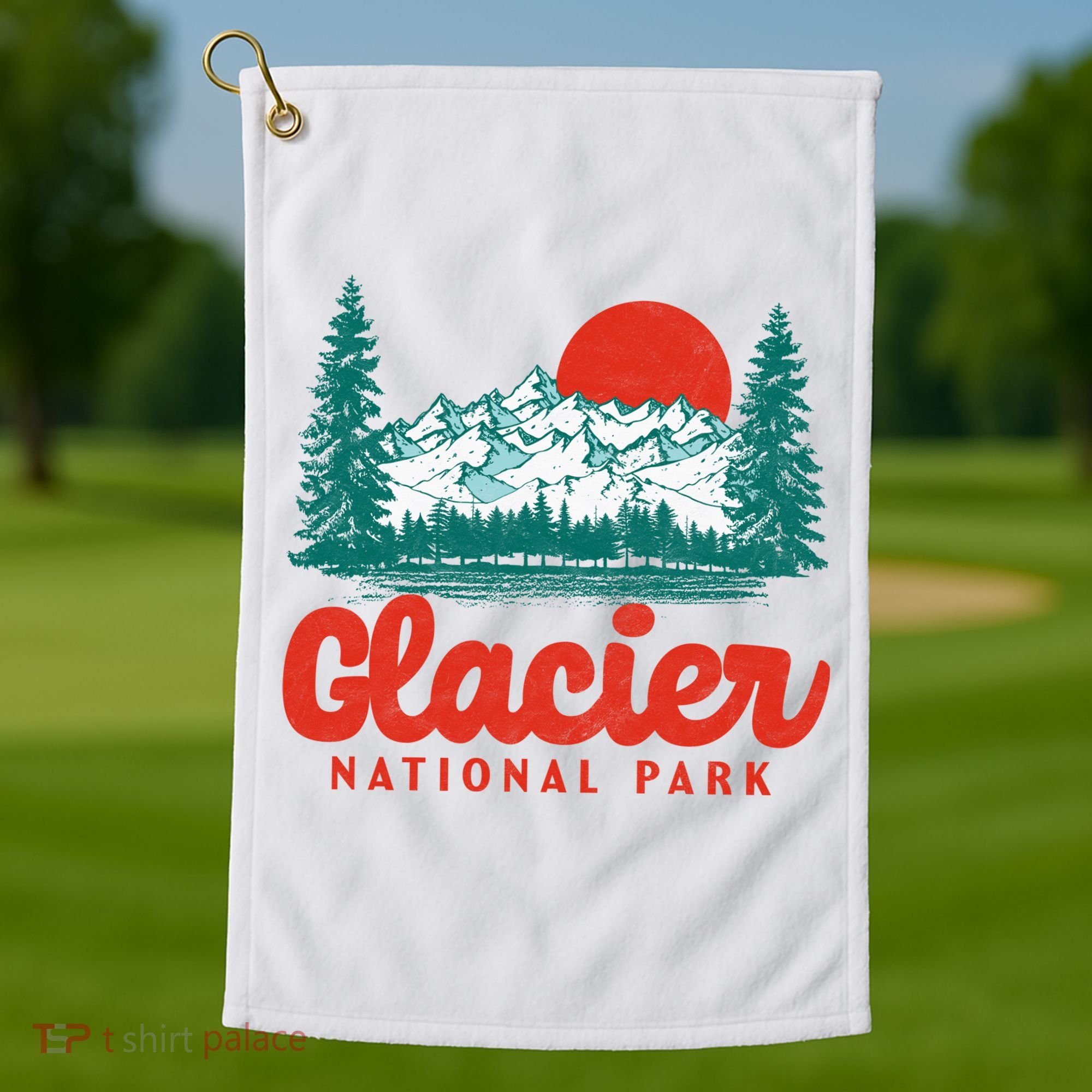 Retro Glacier National Park 80's Mountain Golf Towel