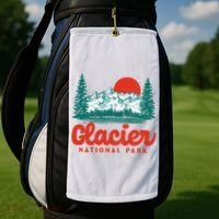 Retro Glacier National Park 80's Mountain Golf Towel thumb 2