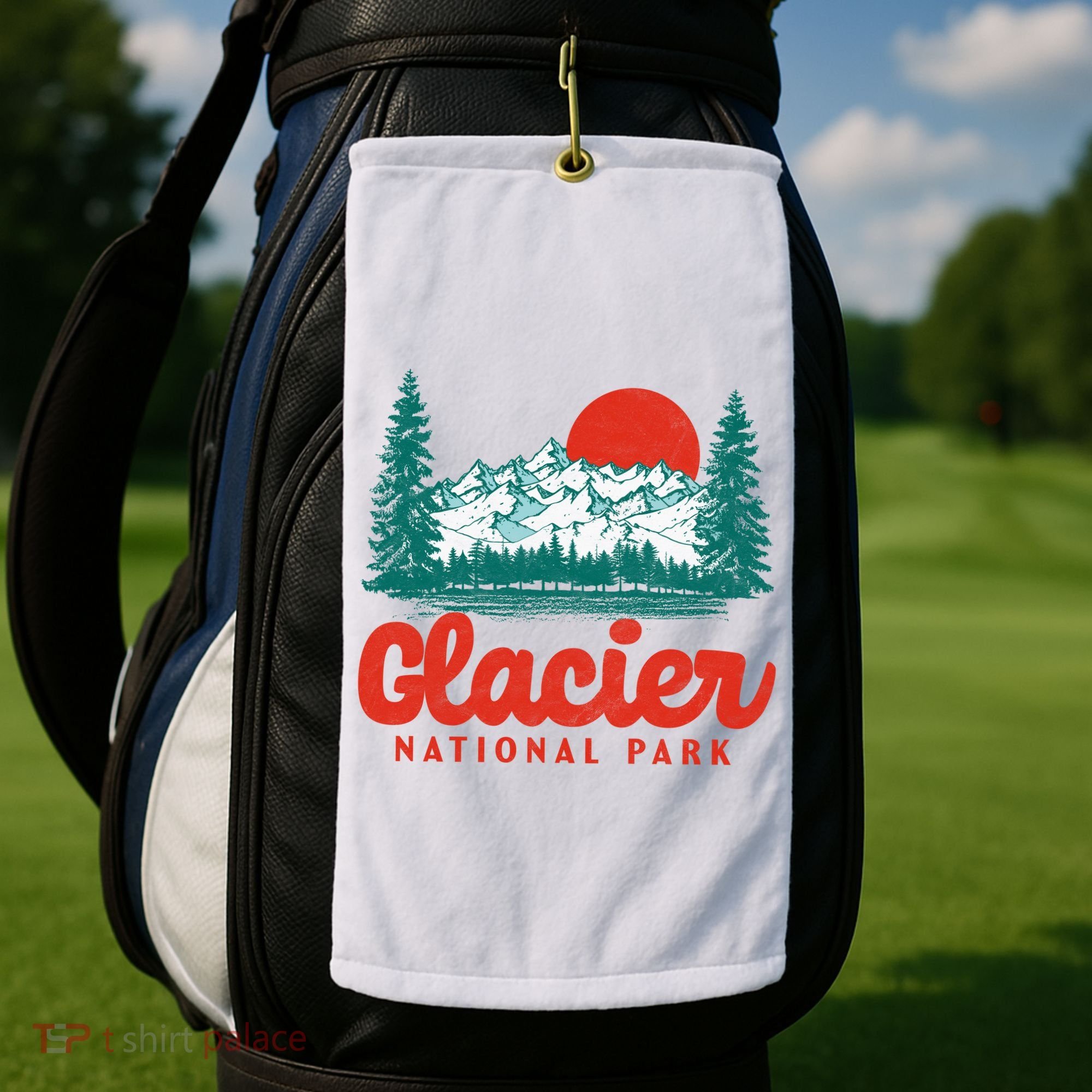 Retro Glacier National Park 80's Mountain Golf Towel