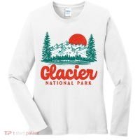 Retro Glacier National Park 80's Mountain Women's Long Sleeve Shirt thumb 0