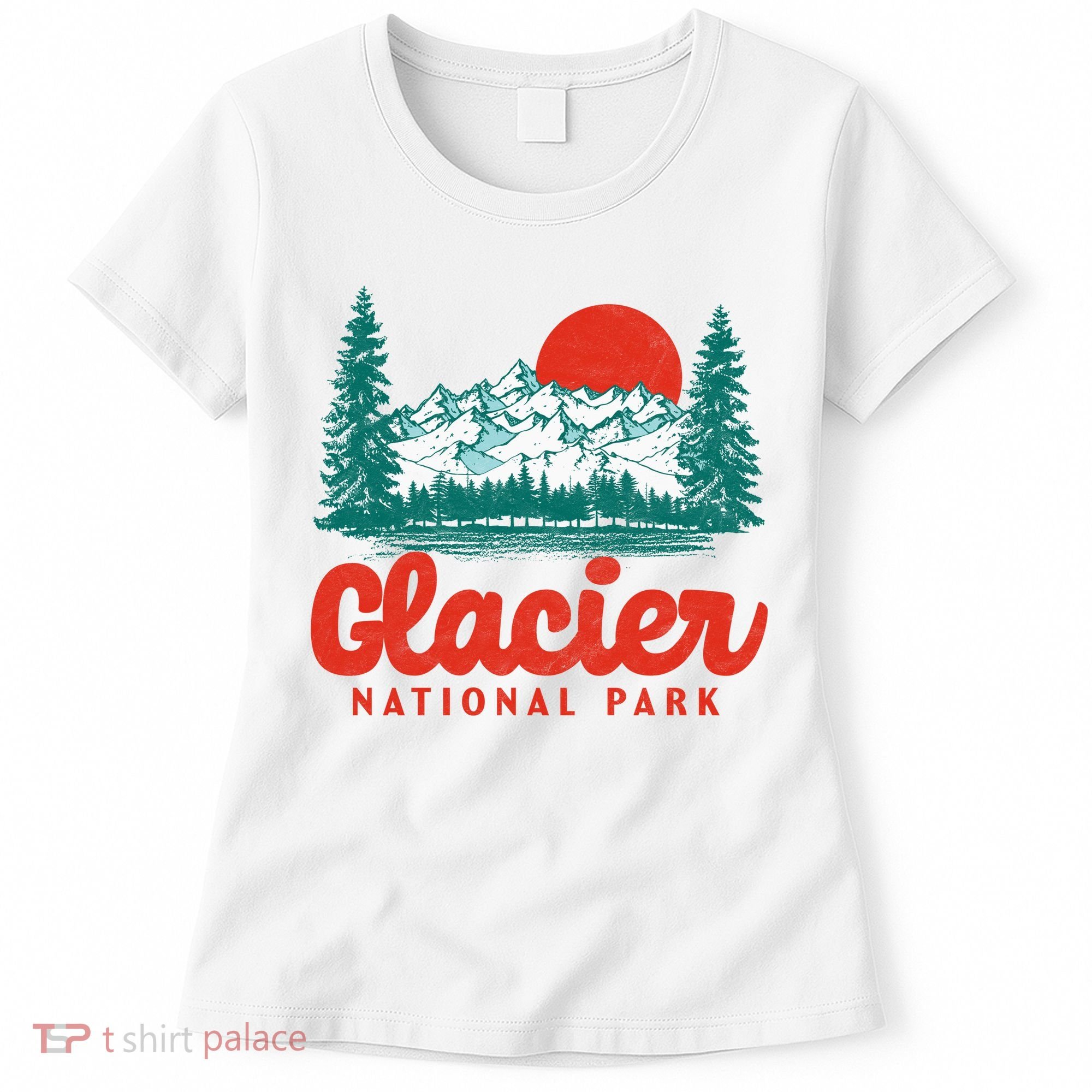 Retro Glacier National Park 80's Mountain Women's T-Shirt