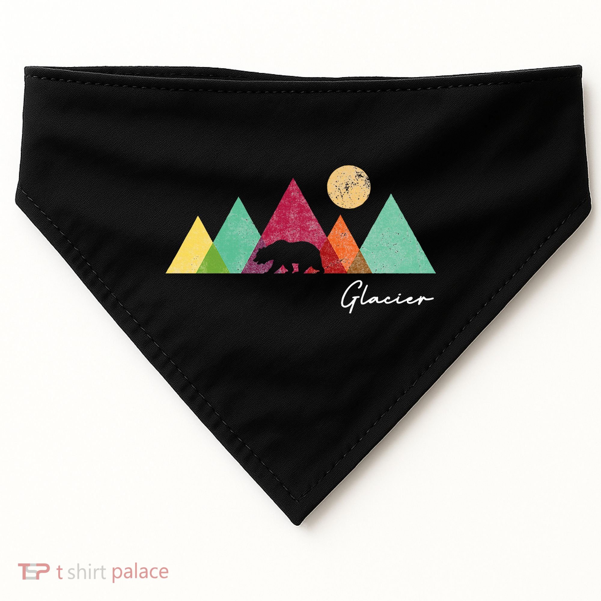 Retro Glacier National Park Montana USA-Made Doggie Bandana