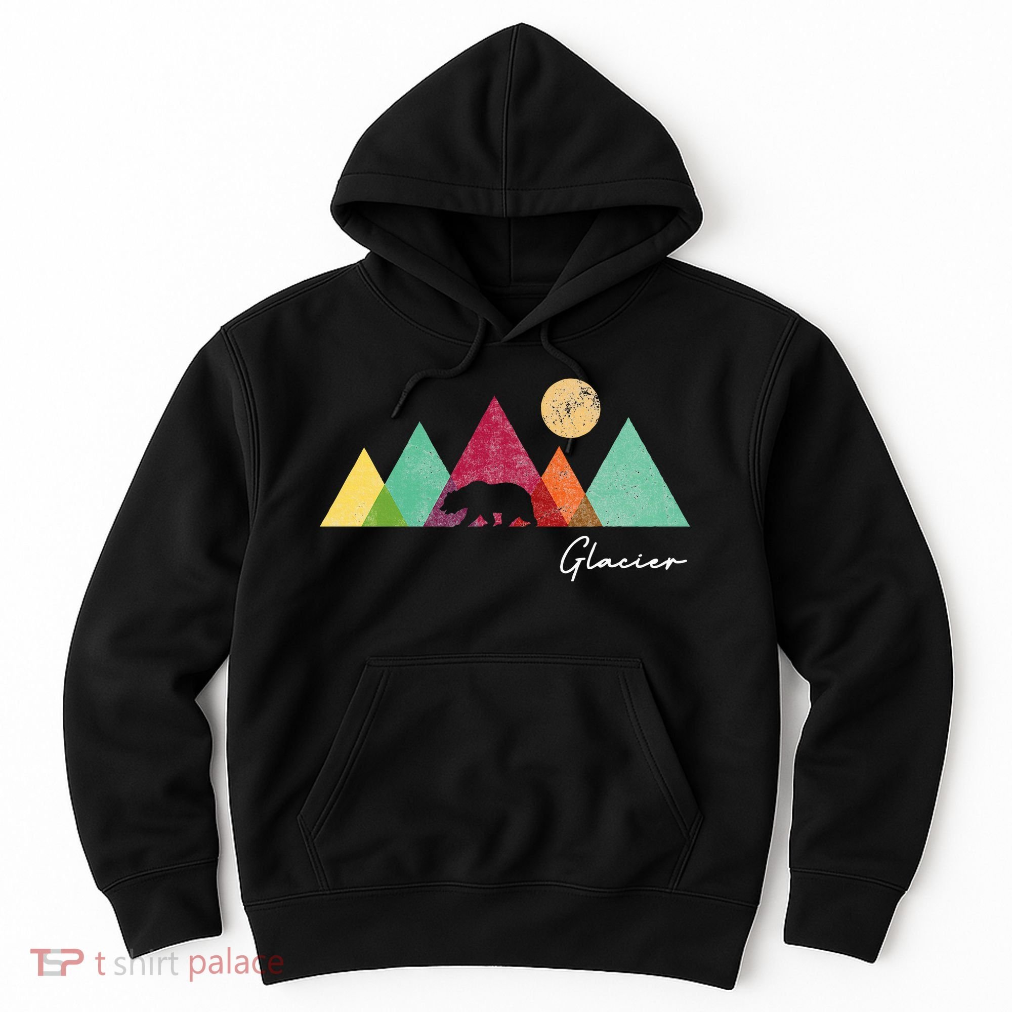 Retro Glacier National Park Montana Hoodie