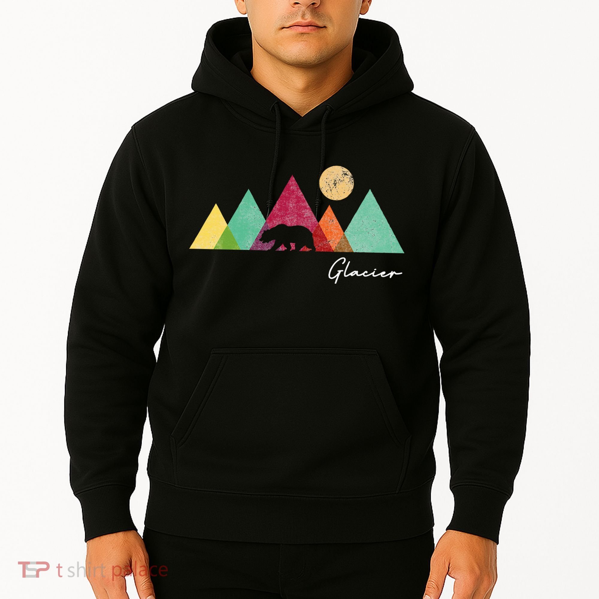 Retro Glacier National Park Montana Hoodie