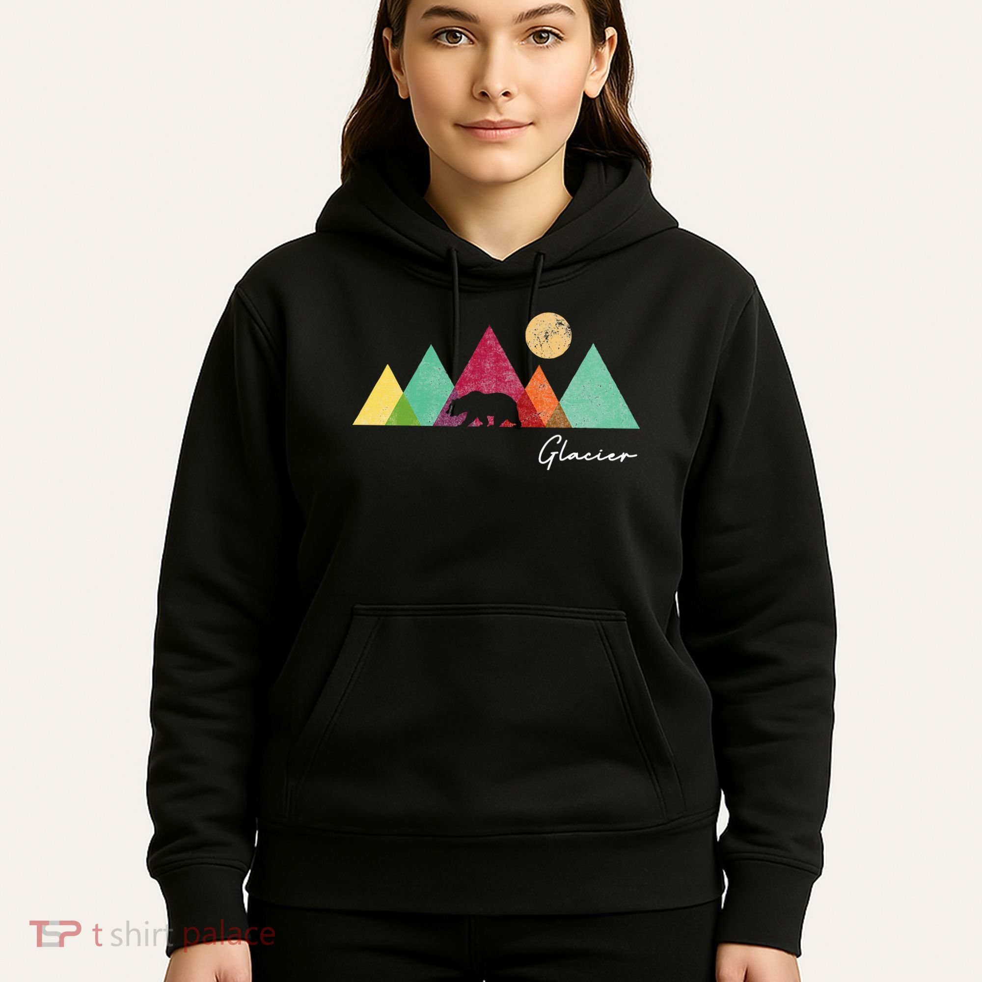 Retro Glacier National Park Montana Hoodie