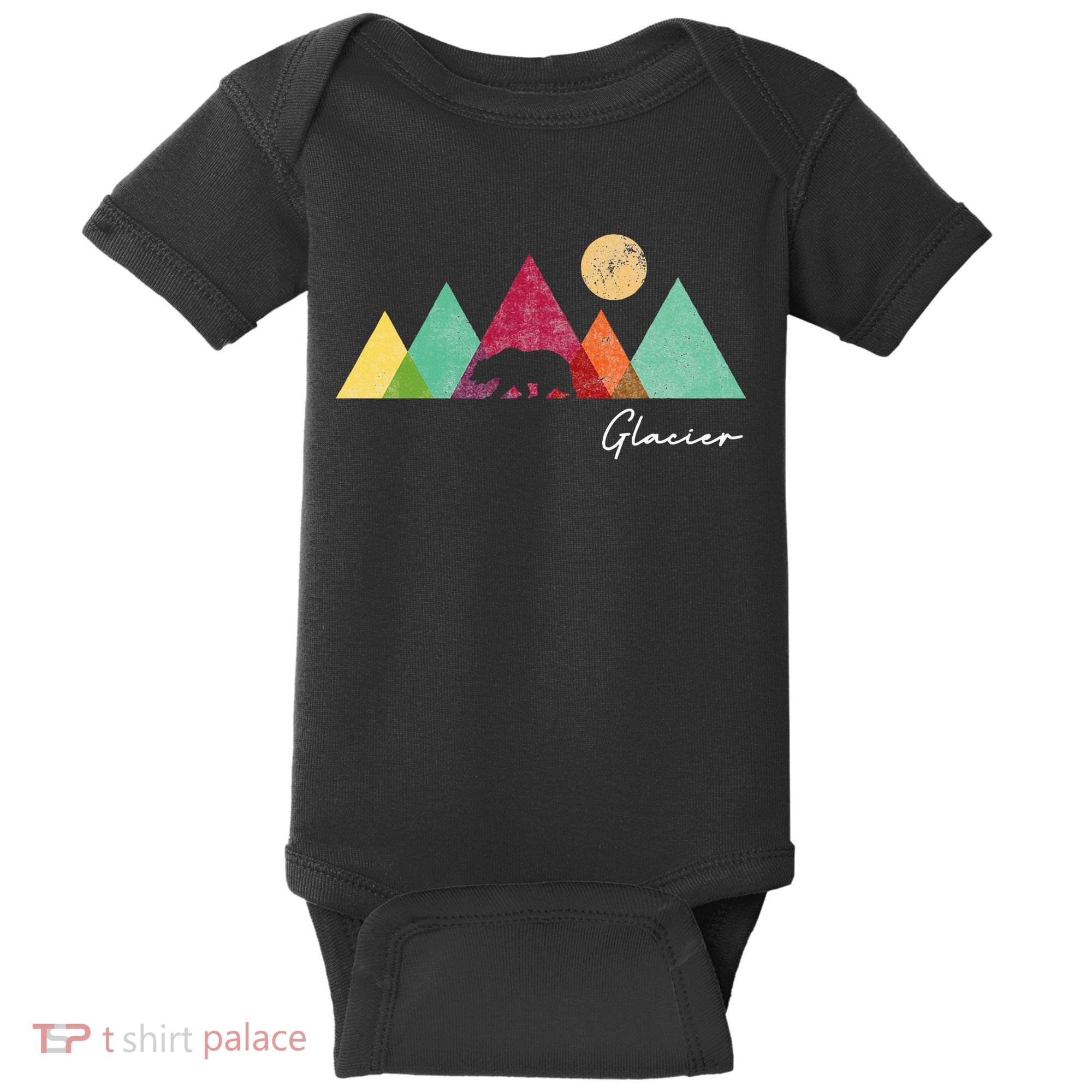 Retro Glacier National Park Montana Baby Bodysuit