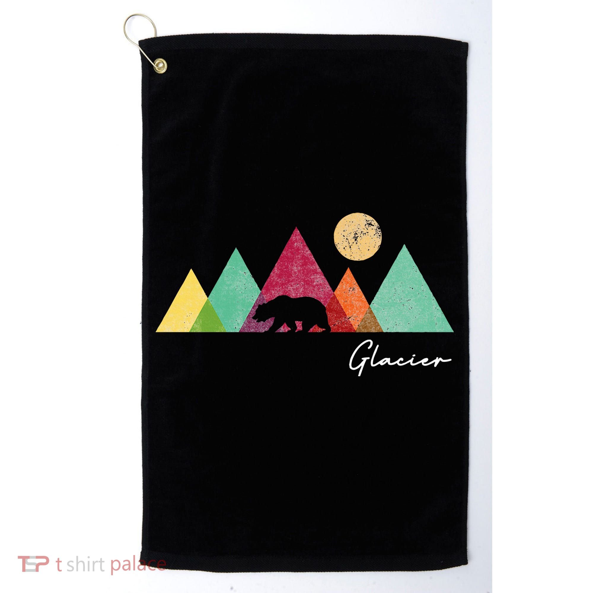 Retro Glacier National Park Montana Golf Towel