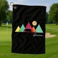 Retro Glacier National Park Montana Golf Towel thumb 1