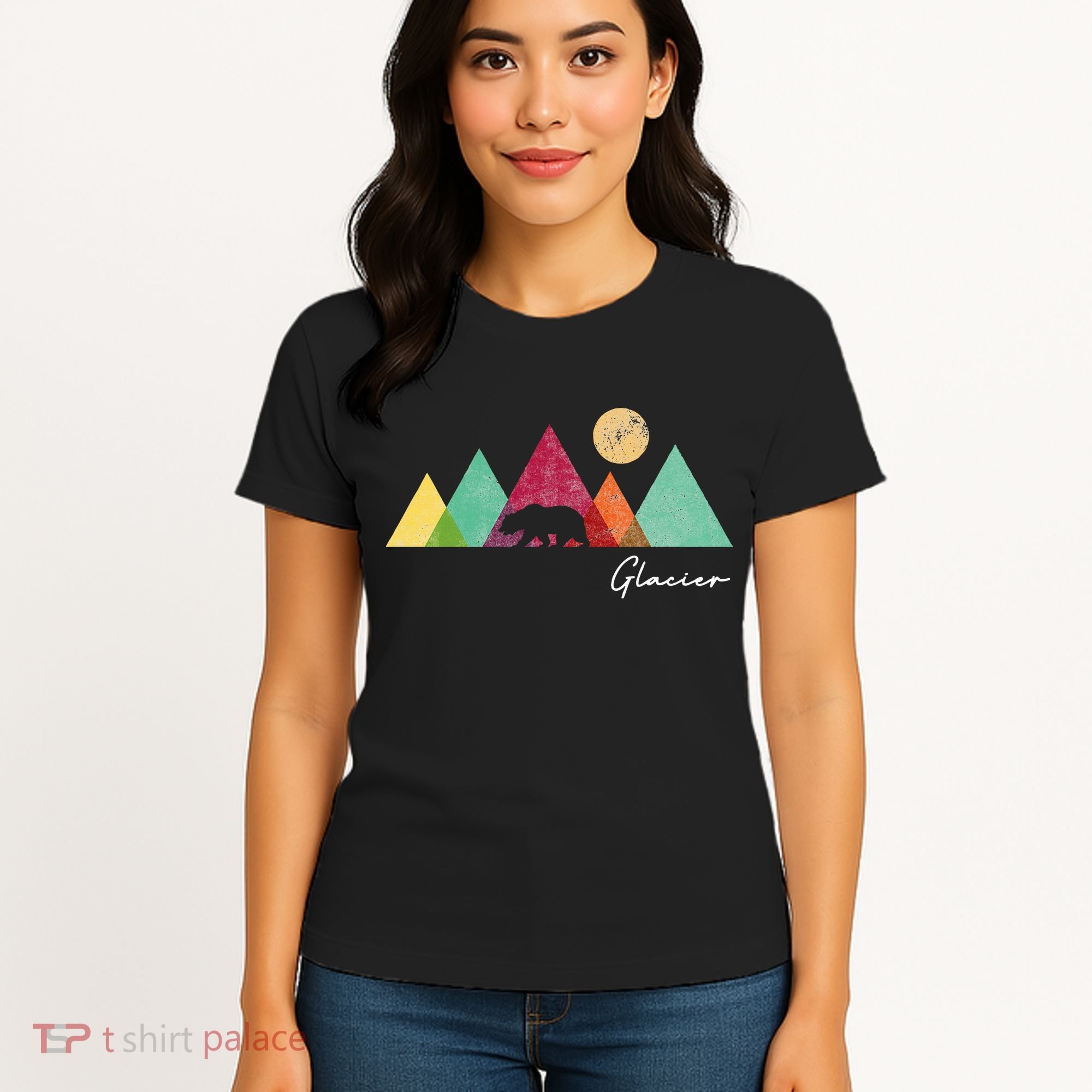 Retro Glacier National Park Montana Women's T-Shirt