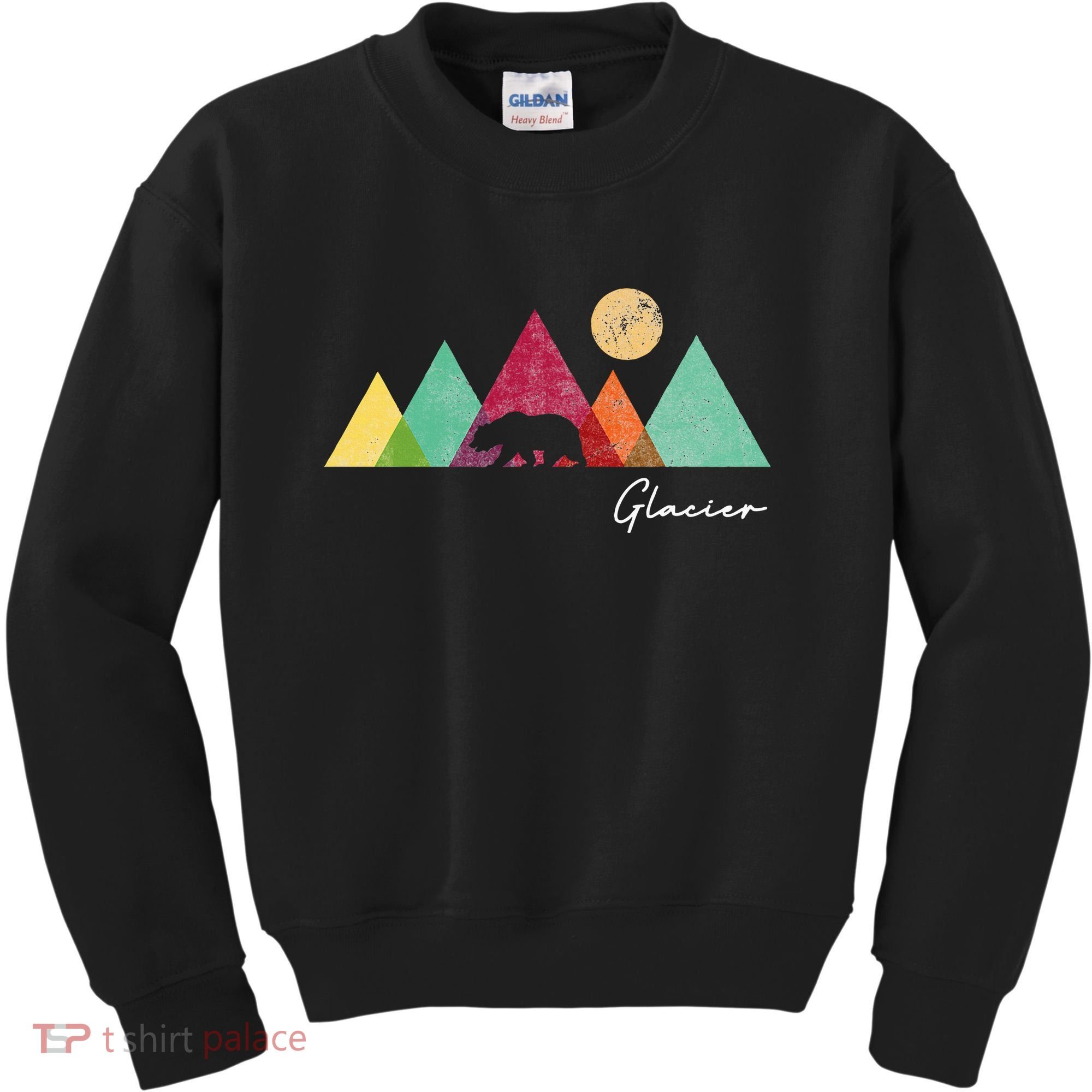 Retro Glacier National Park Montana Kids Sweatshirt