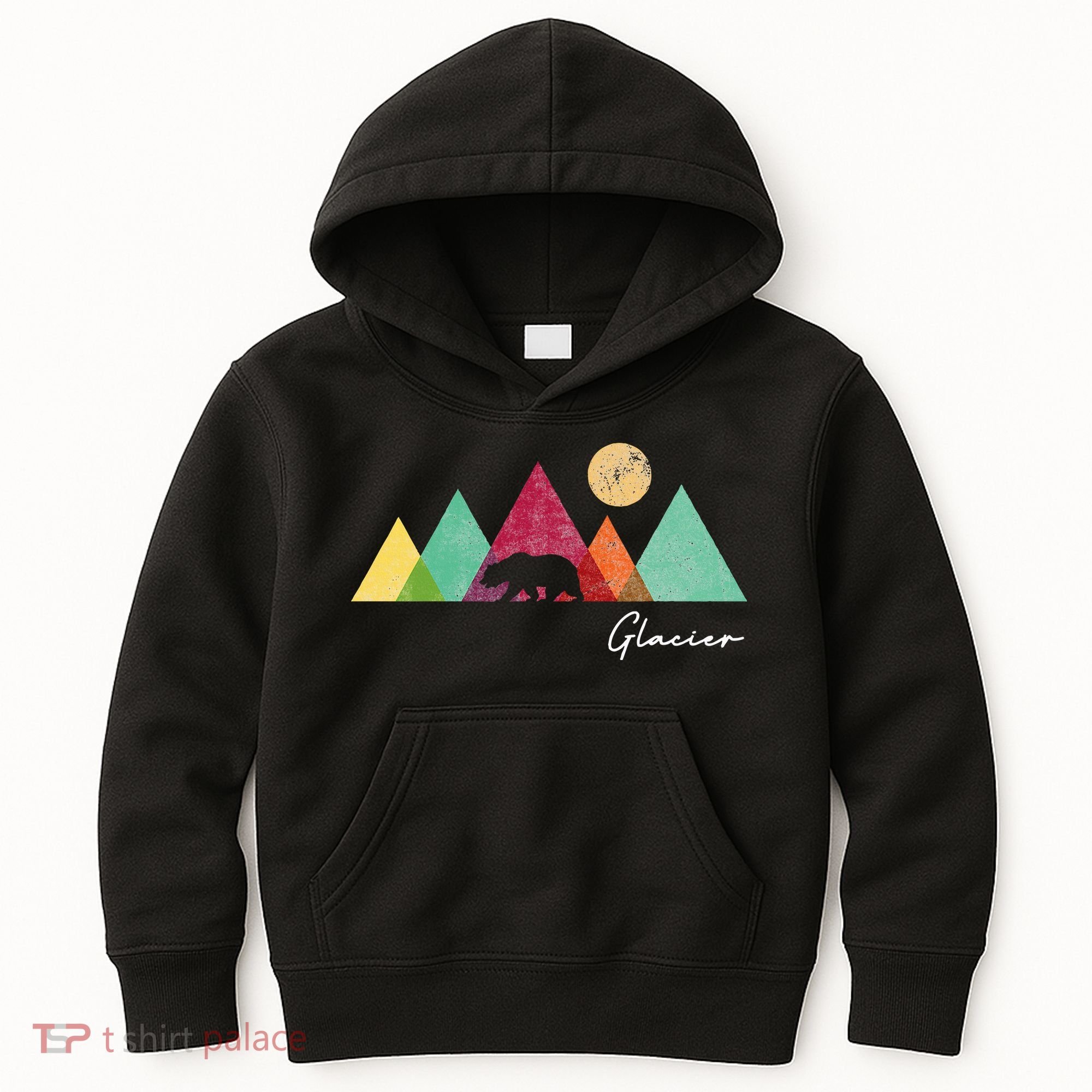 Retro Glacier National Park Montana Kids Hoodie