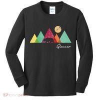 Retro Glacier National Park Montana Kids Long Sleeve Shirt thumb 0