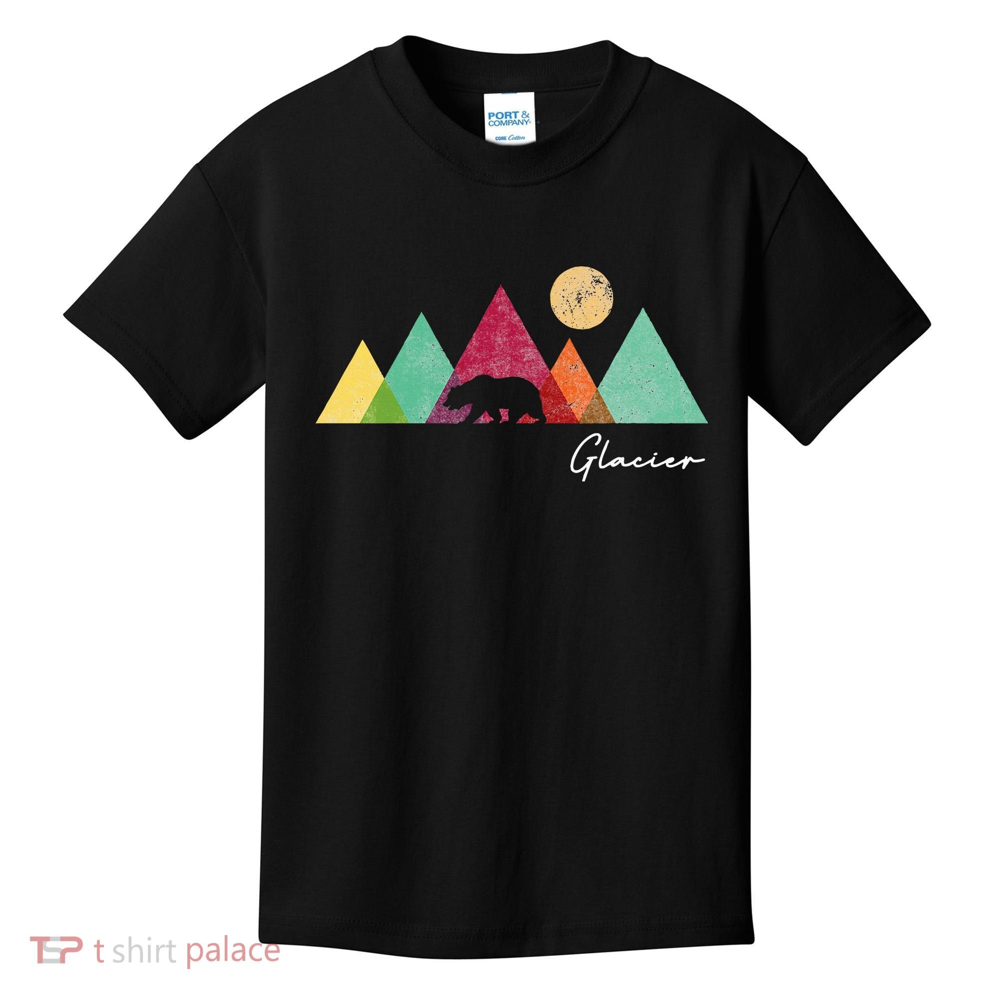 Retro Glacier National Park Montana Kids T-Shirt