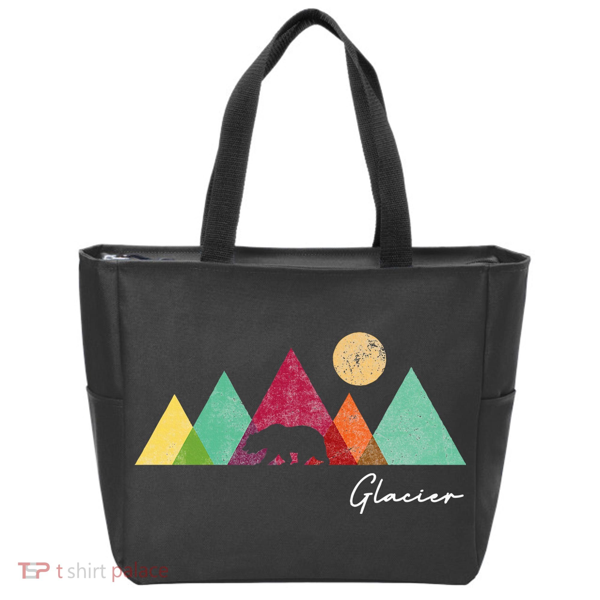 Retro Glacier National Park Montana Tote Bag