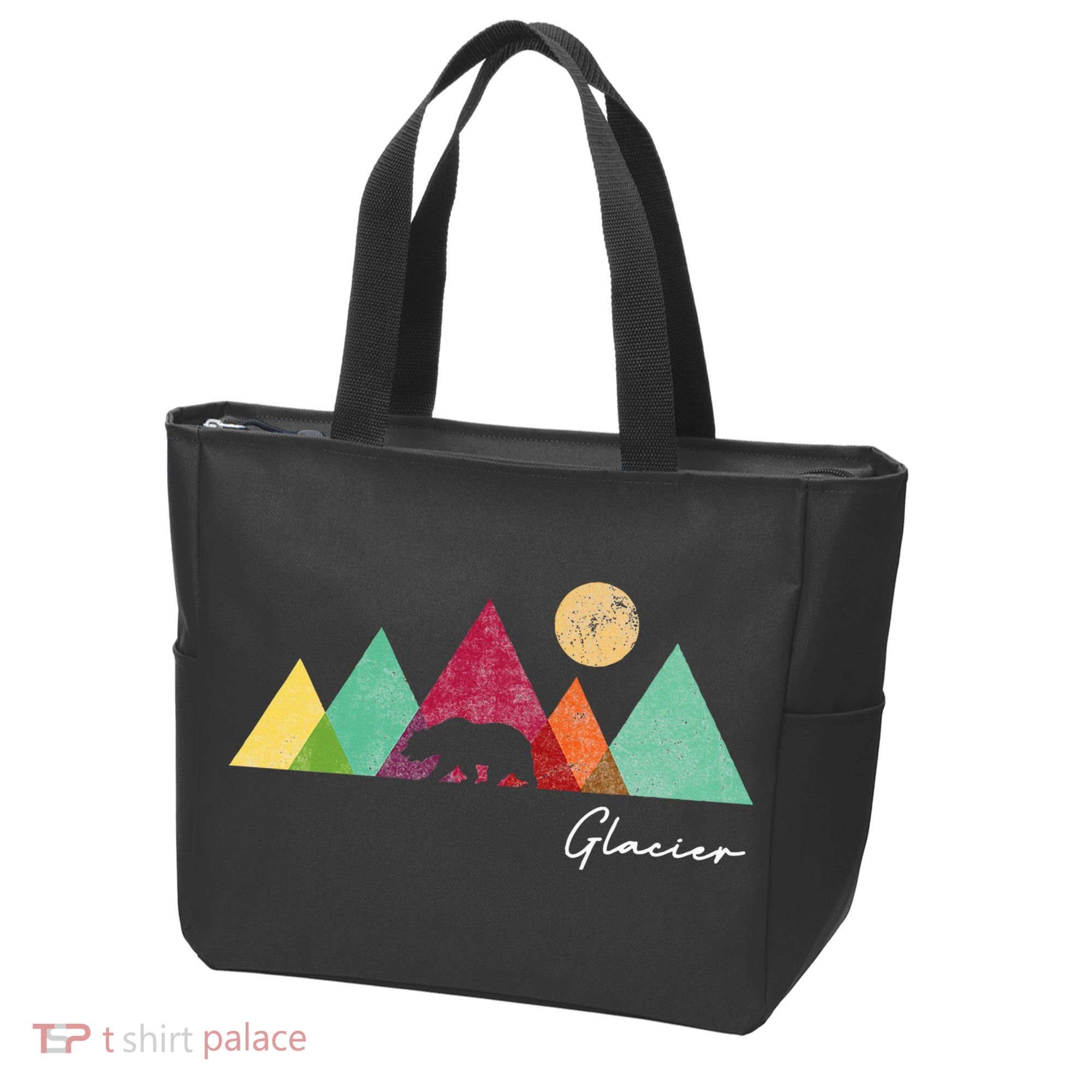 Retro Glacier National Park Montana Tote Bag