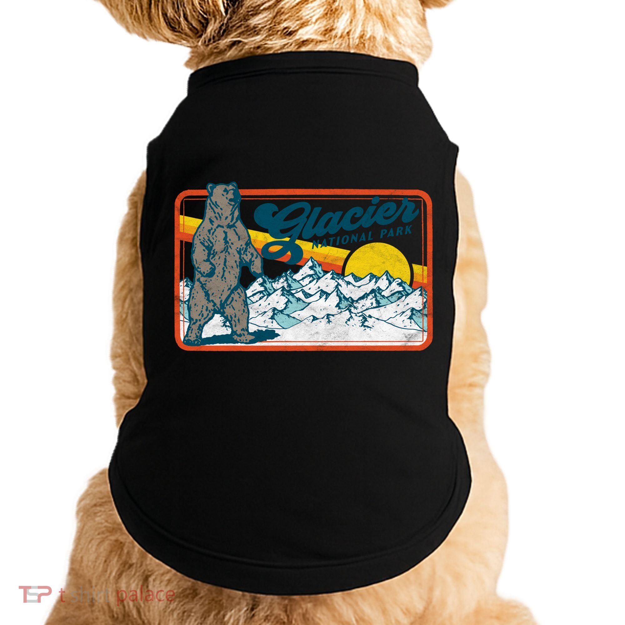 Retro Glacier National Park 80's Bear Graphic 80s Meaningful Gift Doggie Tank