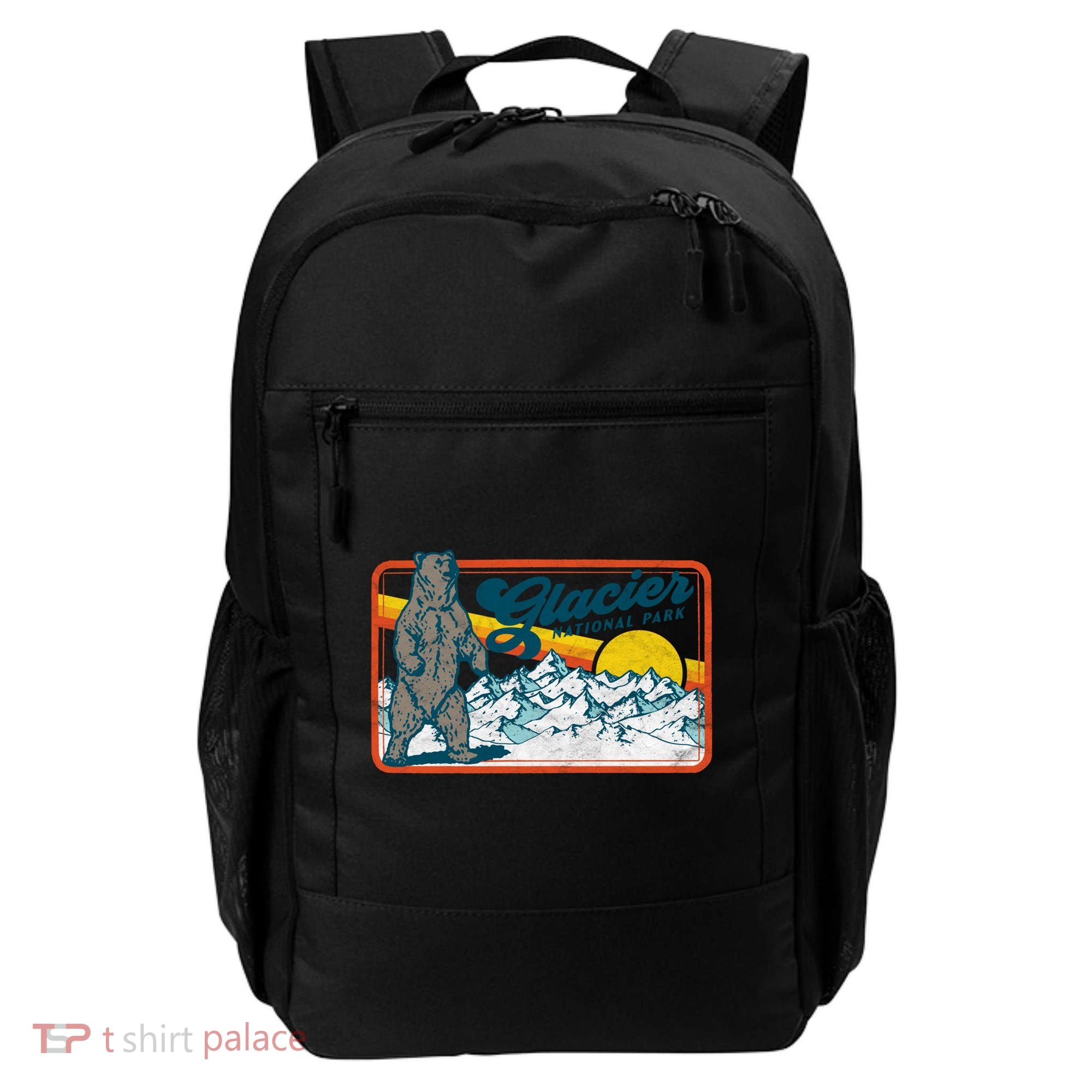 Retro Glacier National Park 80's Bear Graphic 80s Meaningful Gift Backpack