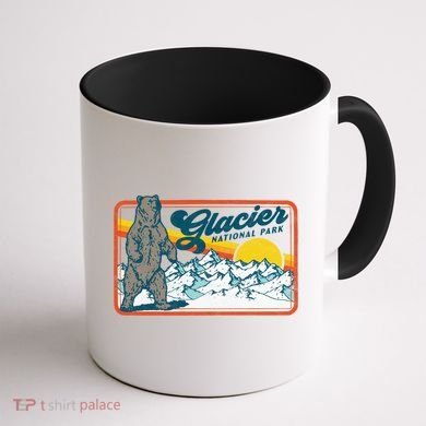 Retro Glacier National Park 80's Bear Graphic 80s Meaningful Gift Coffee Mug back