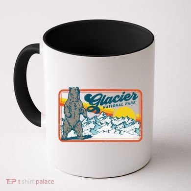 Retro Glacier National Park 80's Bear Graphic 80s Meaningful Gift Coffee Mug