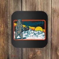 Retro Glacier National Park 80's Bear Graphic 80s Meaningful Gift Coaster thumb 0