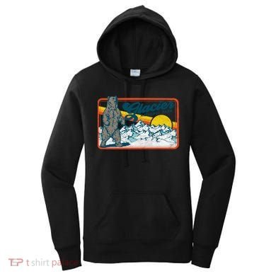 Retro Glacier National Park 80's Bear Graphic 80s Meaningful Gift Women's Hoodie