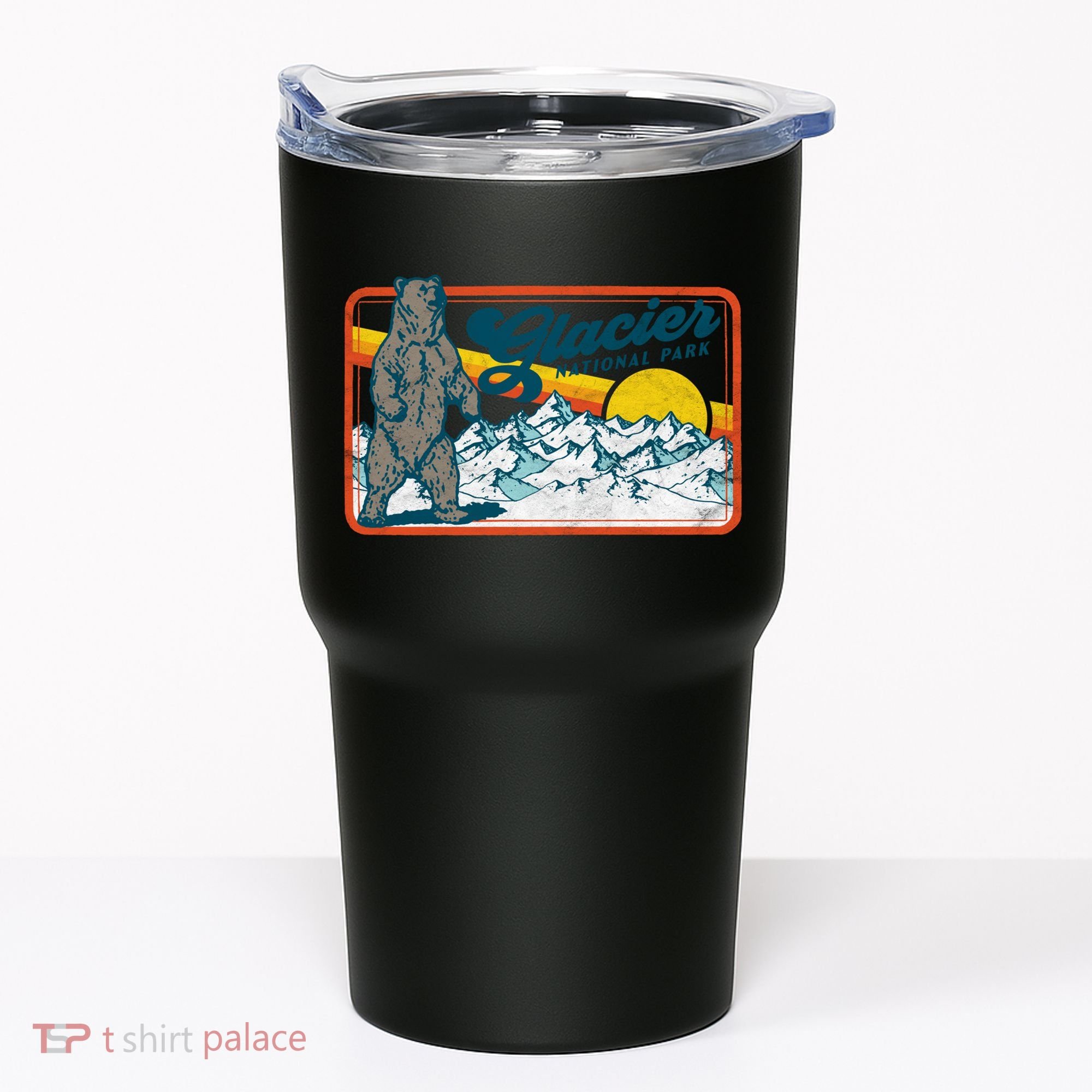Retro Glacier National Park 80's Bear Graphic 80s Meaningful Gift Tumbler