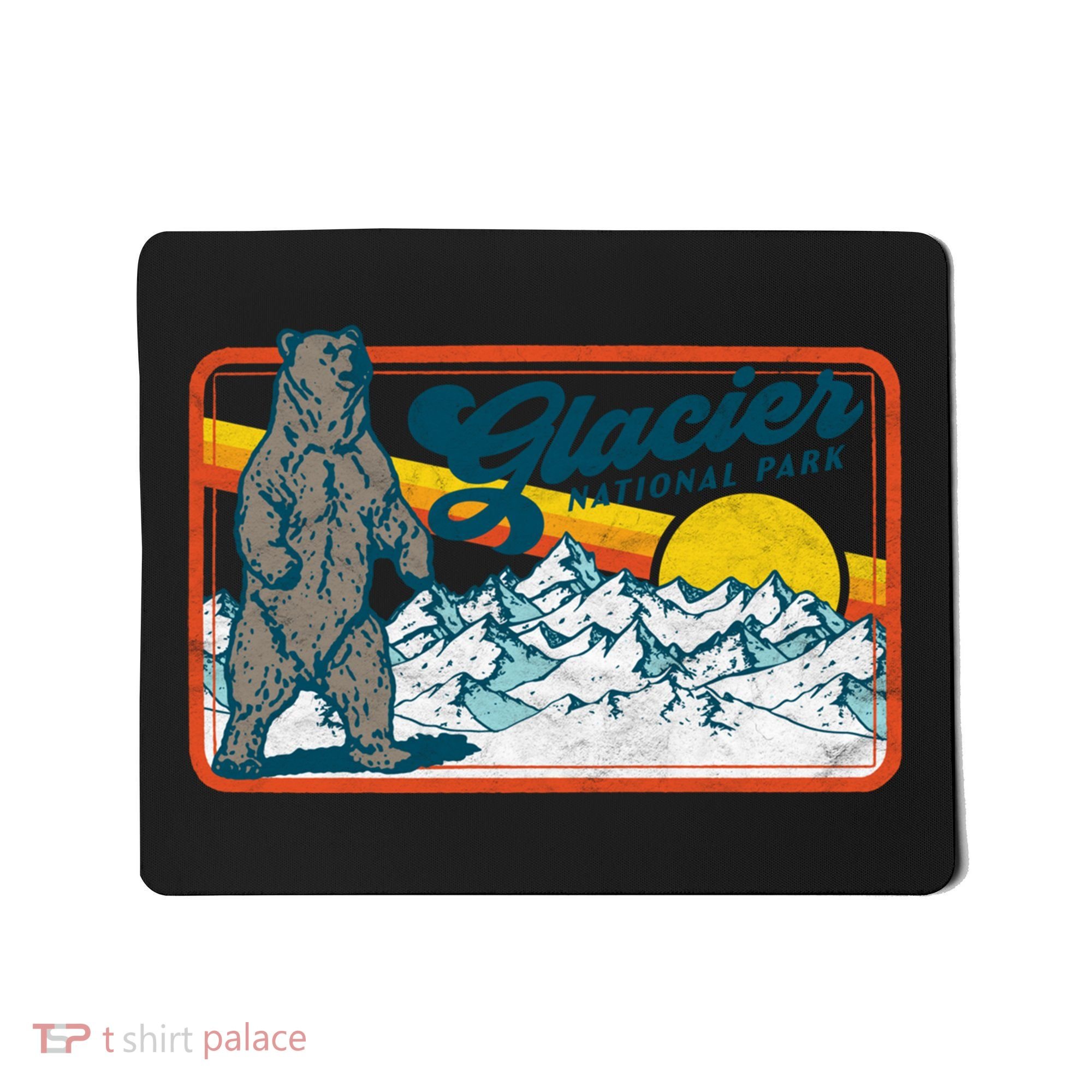 Retro Glacier National Park 80's Bear Graphic 80s Meaningful Gift Mousepad