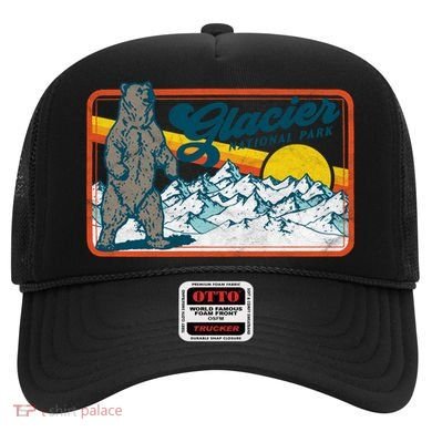 Retro Glacier National Park 80's Bear Graphic 80s Meaningful Gift Hat